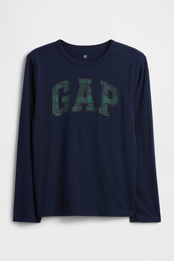 Remera Logo Gap Niño Navy Plaid