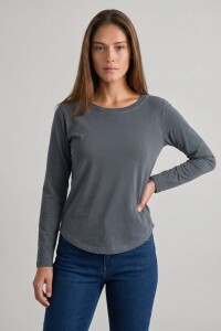 Remera Algodon Lavado Gris