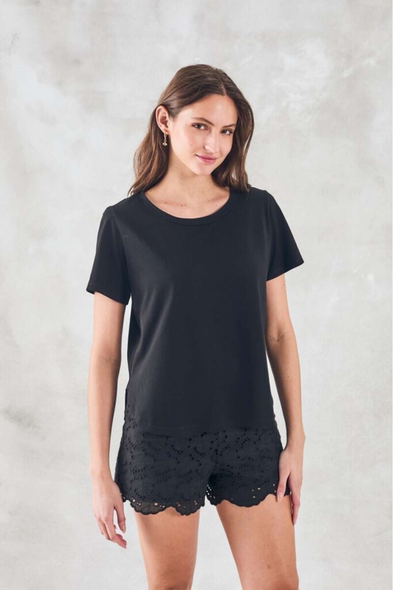 Remera Algodon Peinado - Negro 