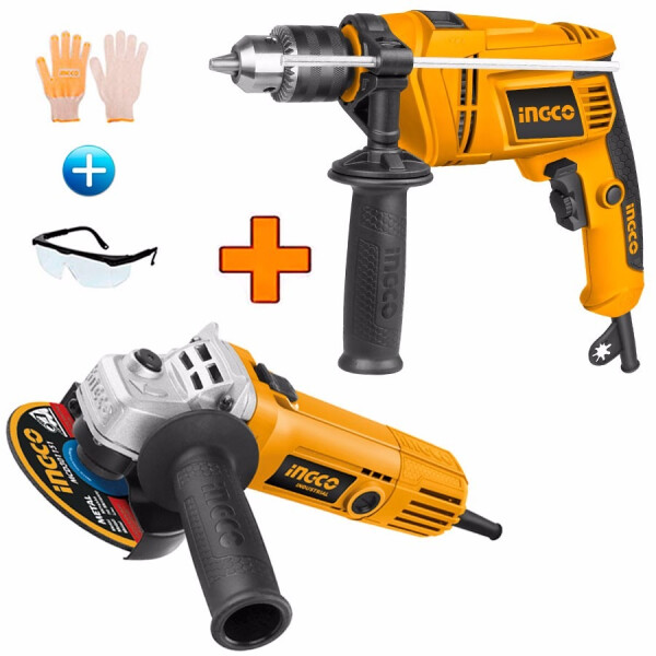 TALADRO 13MM INGCO 650+ AMOLADORA 750W + LENTES+ GUANTES TALADRO 13MM INGCO 650+ AMOLADORA 750W + LENTES+ GUANTES