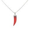 Dije Colgante Colmillo-Plata 925-Piedra Coral Rojo-CP3877 Conpiedra