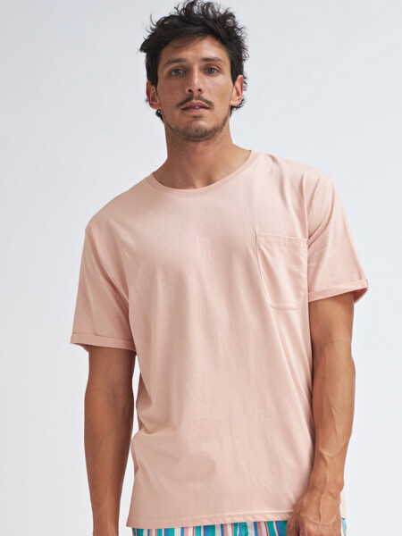 Camiseta manga corta con bolsillo Rosa