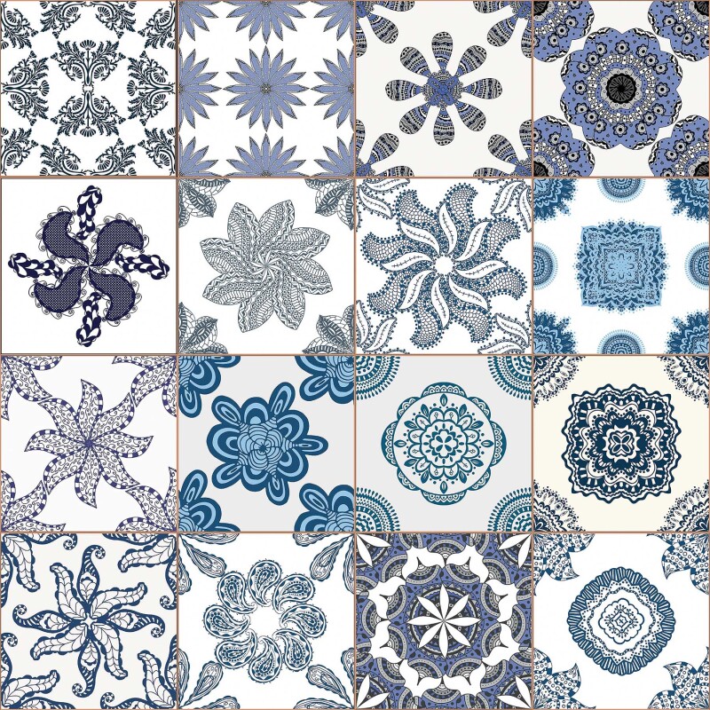 WALLPOPS BLUE AZULEJOS WINSOWS FILM N/A