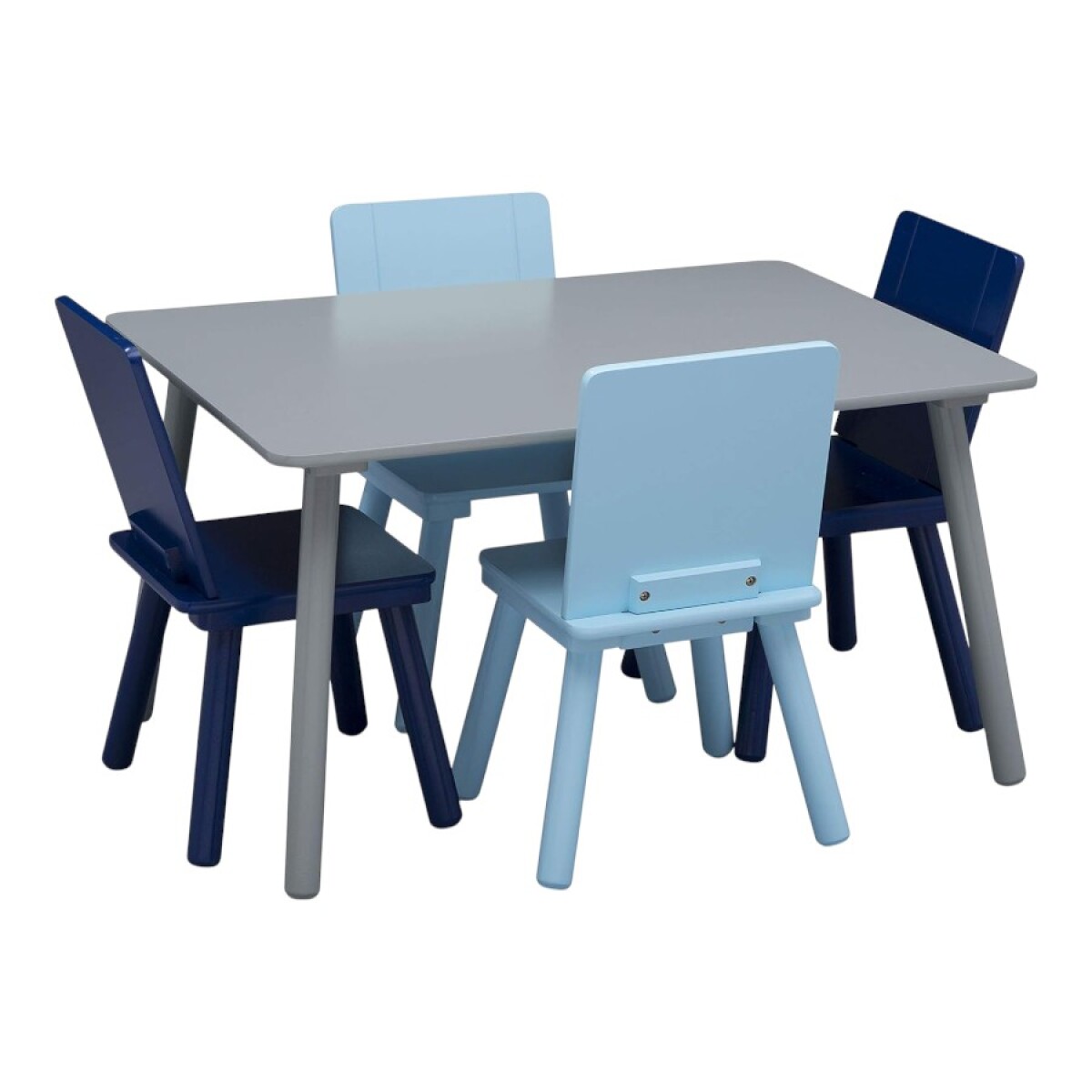 Juego mesa y 4 sillas infantil azul 