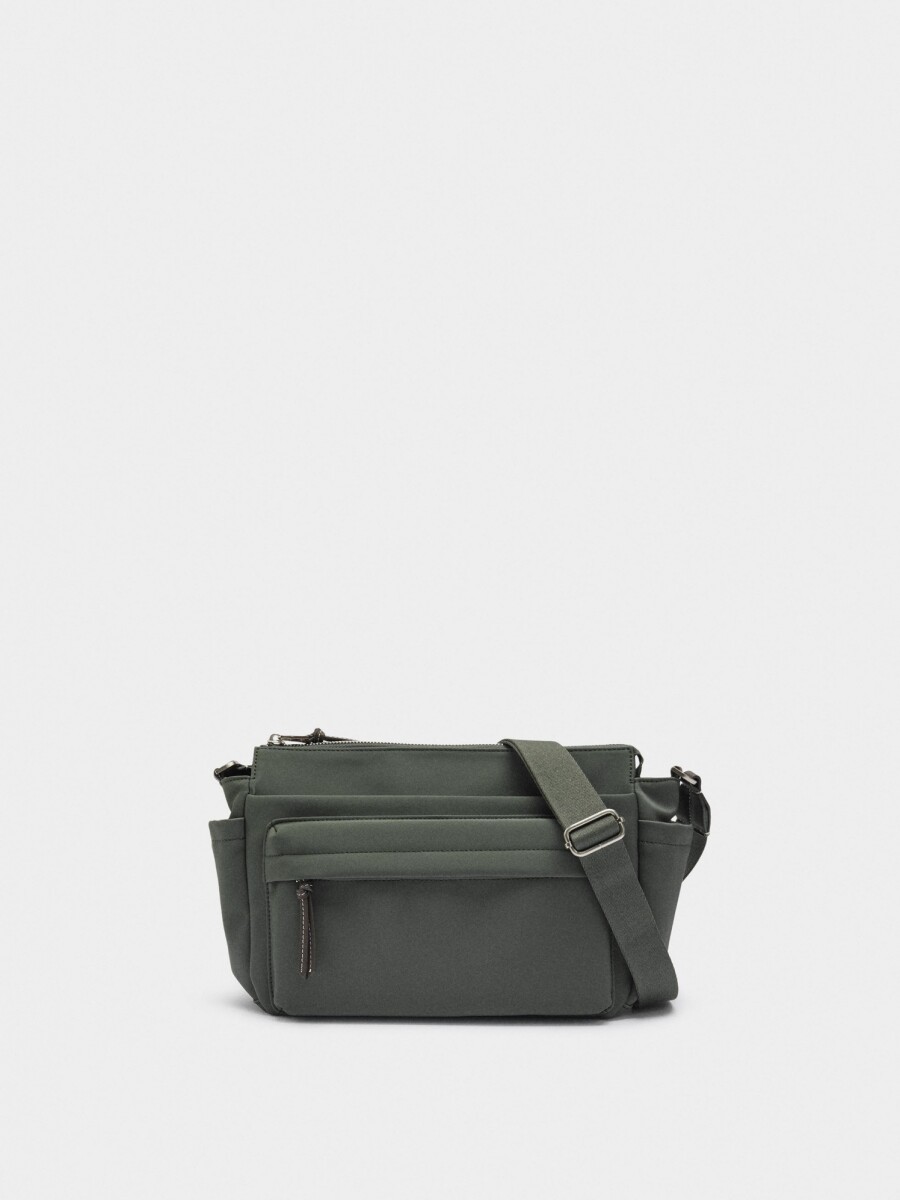 Bolso Bandolera Efecto Nylon caqui