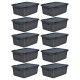 Set x10 Cajas organizadoras con tapa 6 lts NEGRO
