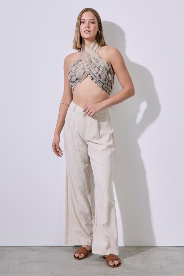 Pantalon Lino Wide BEIGE