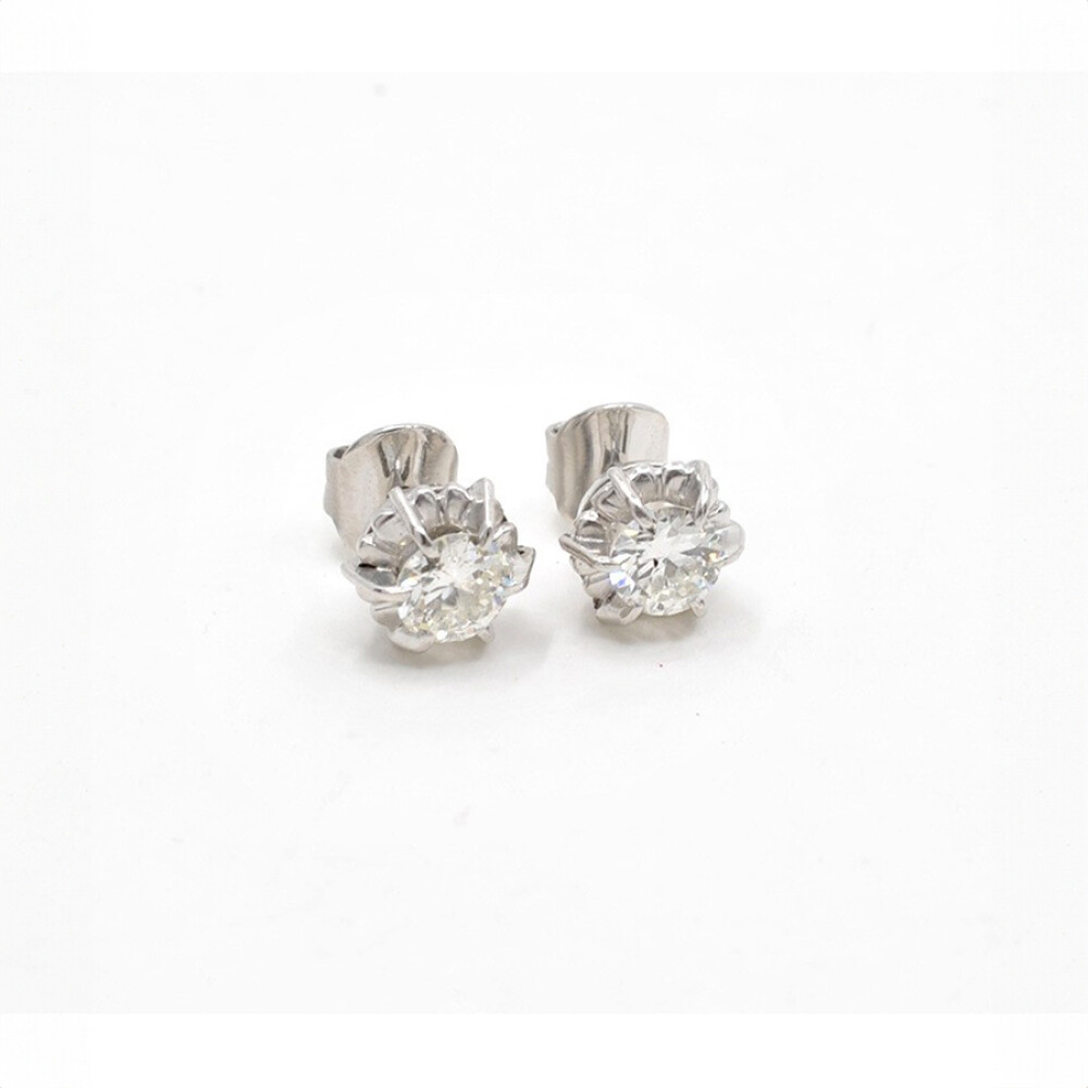 Caravanas En Oro 18K Blanco Y Brillantes 1.20 Ct Caravanas En Oro 18K Blanco Y Brillantes 1.20 Ct