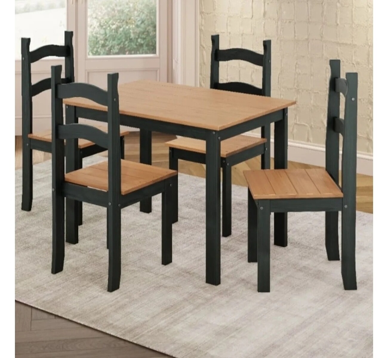 Juego Comedor 4 Sillas Francine Negro/natural 