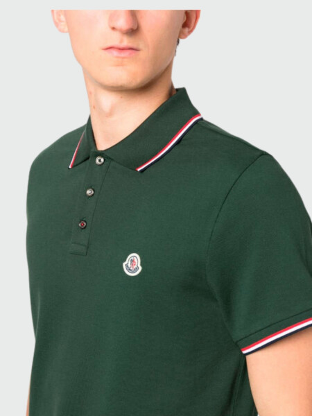 Moncler -Remera polo de algodón manga corta Verde