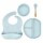 Set de Comida Bebé con Babero Plato Bowl Cuchara en Silicona Celeste
