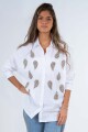 Camisa de lino bordada Blanco