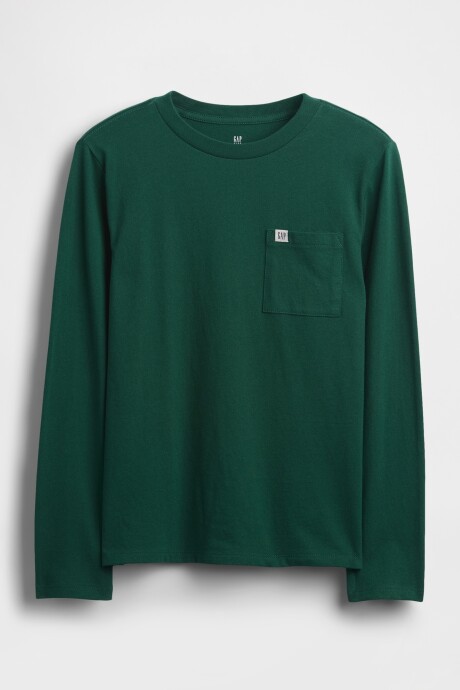 Remera Con Bolsillo Logo Gap Niño Evergreen Glamour