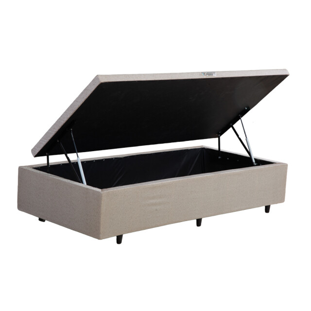 BOX BAÙL 1 PLAZAS BASE DE SOMMIER GUARDARROPA CAMA CON APERTURA LATERAL BEIGE