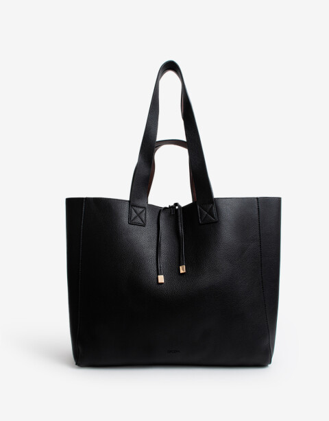 Shopper Shopper Reversible Con Doble Asa De Mano Y Hombro. - Negro