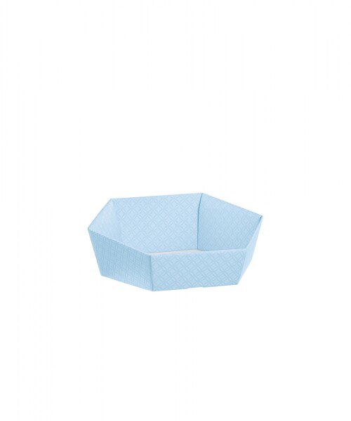 Cesto hexagonal 20,5x17x7 cm. - MATELASSE AZZURRO Cesto hexagonal 20,5x17x7 cm. - MATELASSE AZZURRO