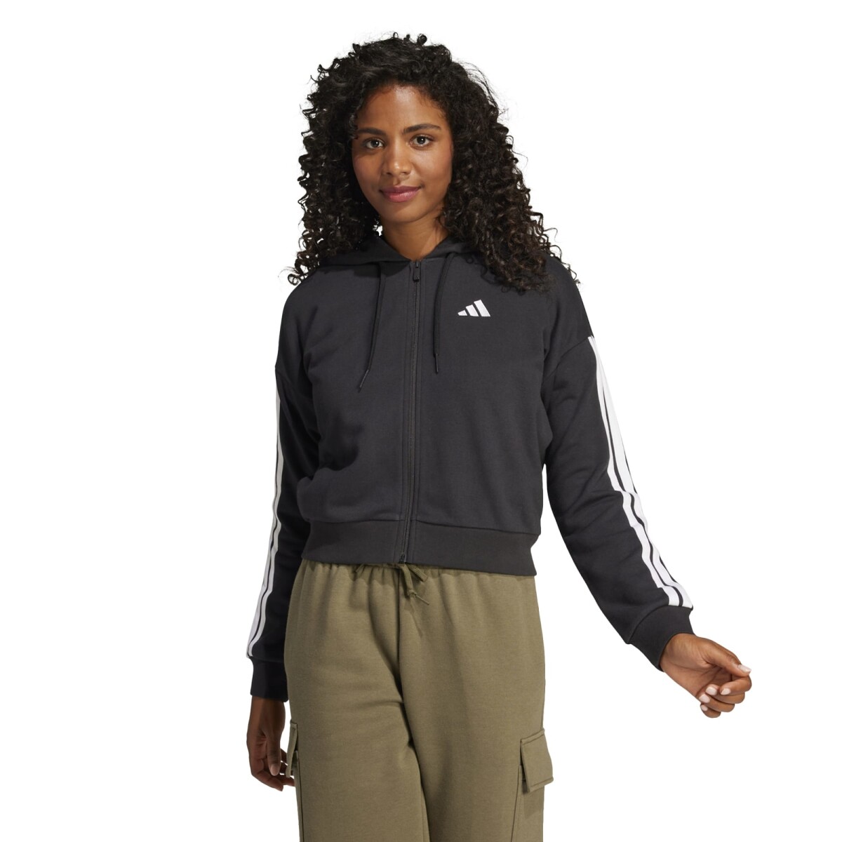 Campera Buzo Adidas de Mujer - JE0052 - Negro-blanco 