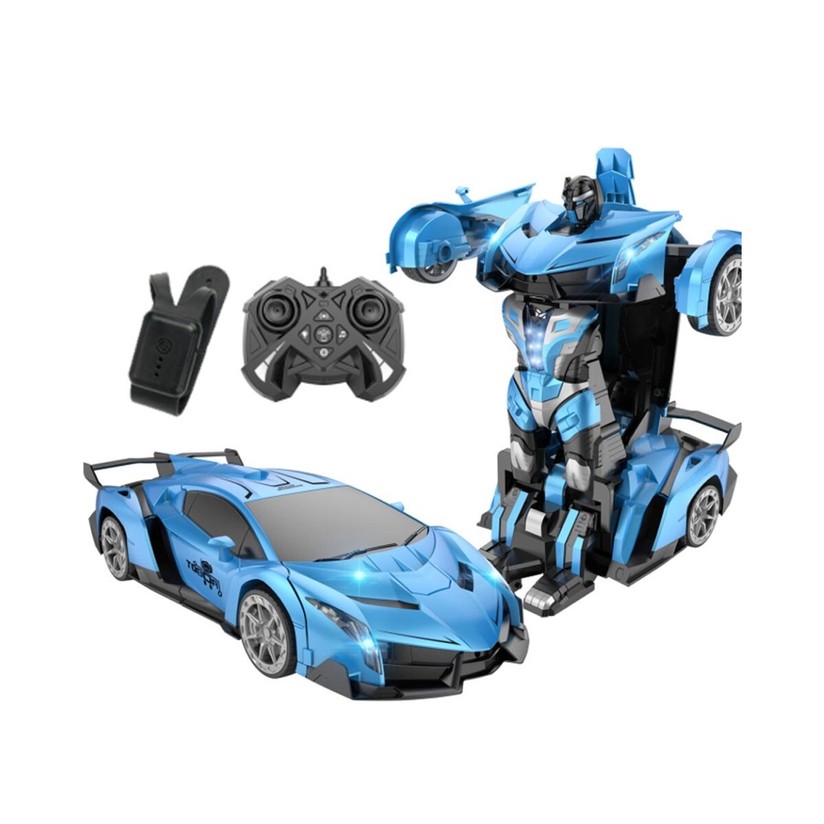 (N) AUTO A CONTROL REMOTO TRANSFORMER ROBOT SUPER SPORT CAR COLOR AZUL 