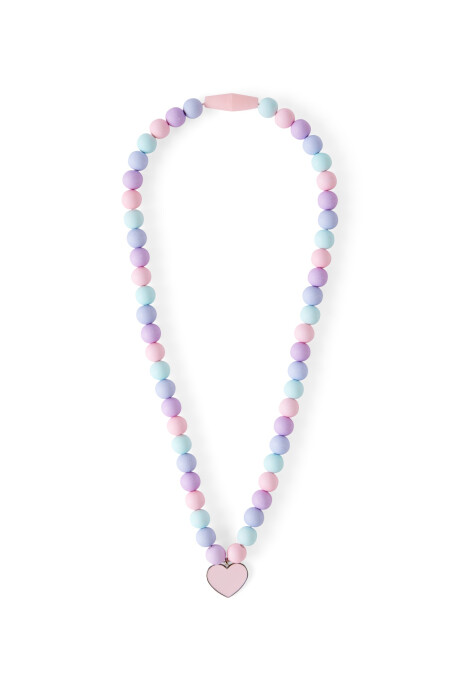 Collar de cuentas y dije corazón Sin color