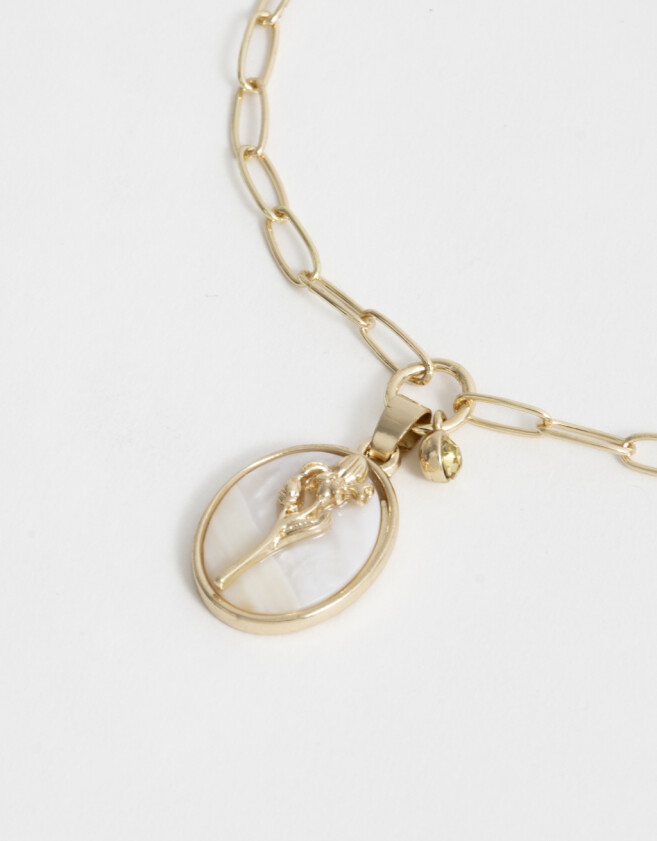 Cadena Corta con Dije Flores Cortos - Dorado