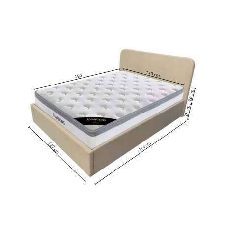 Sommier baul plaza y media Hamptons Hybrid Rhodium con respaldo Sommier baul plaza y media Hamptons Hybrid Rhodium con respaldo