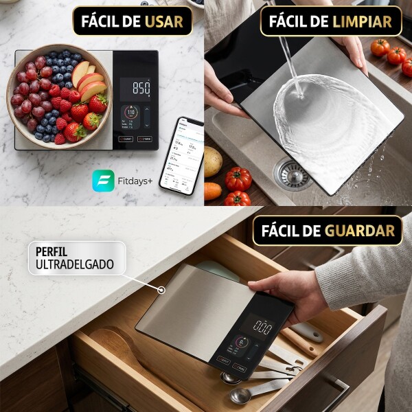 Balanza Inteligente De Cocina Digital con Precision 1g y Medicion Peso hasta 5kg Balanza Inteligente De Cocina Digital con Precision 1g y Medicion Peso hasta 5kg