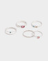 Sets Anillos Strass Anillos Sets De Metal - Plateado