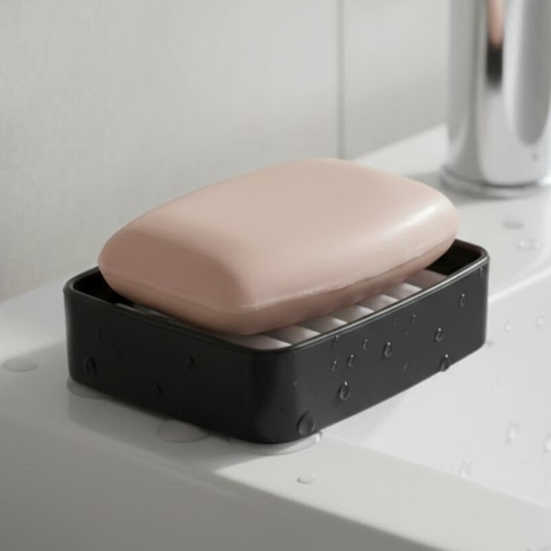 Jabonera de plástico splash 9x8x3 cm Coza NEGRO