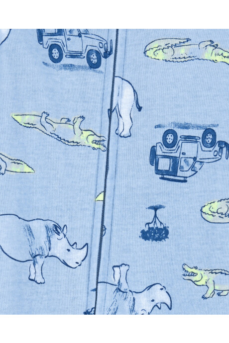 Pijama una pieza de algodón, con pie, diseño safari Sin color