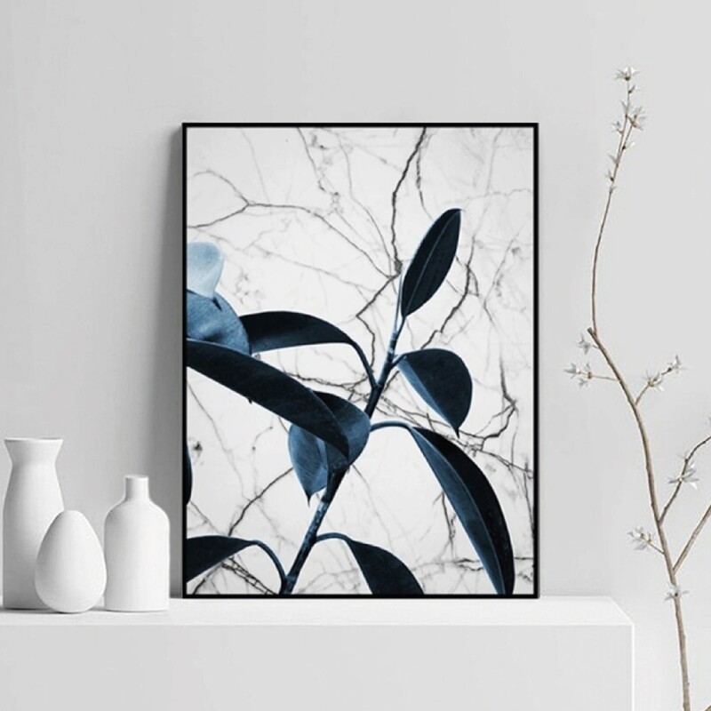 CUADRO CANVAS 30x40CM MARCO NEGRO FLOR AZUL 1 CUADRO CANVAS 30x40CM MARCO NEGRO FLOR AZUL 1