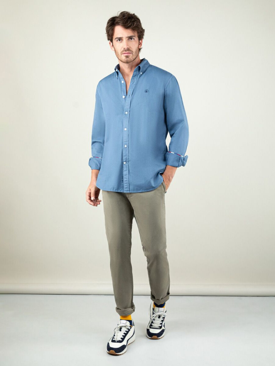 Camisa Garment Dyed - Azul 