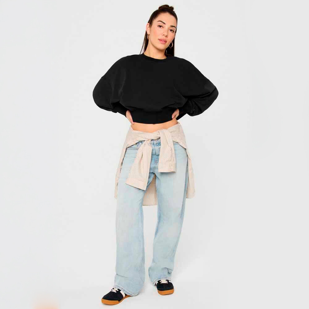 Polera Year Round Terry Crew Neck Sweatshirt Mujer Black