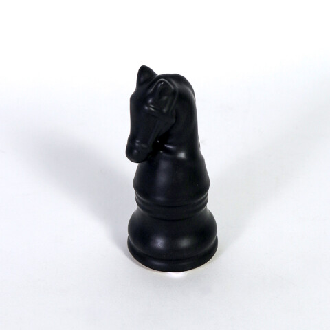 FIGURA CERAMICA NEGRA CABALLO DE AJEDREZ 4.5X10CM Unica