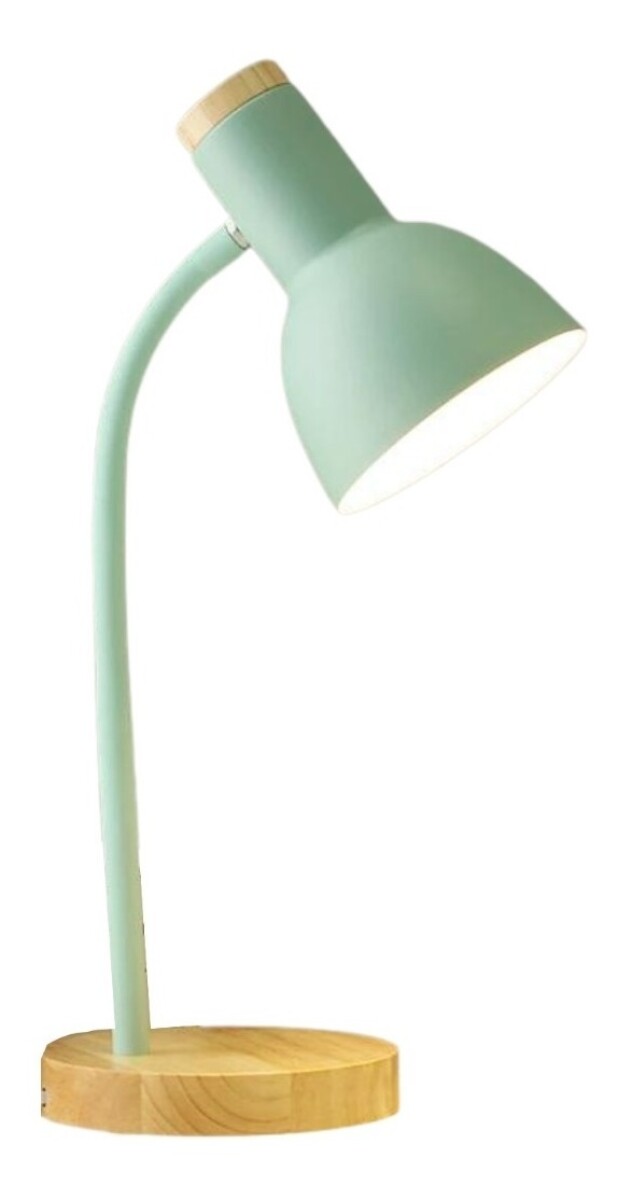 Lampara De Escritorio Portatil Nordica Con Madera Vintage - Verde 