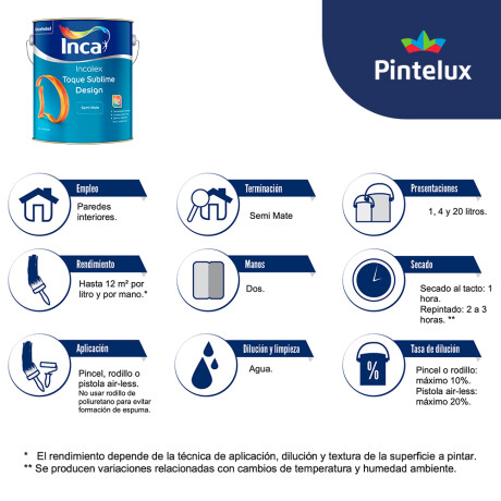 INCALEX TOQUE SUBLIME SEMI MATE COLORES INTENSOS - 3.6LT N/A