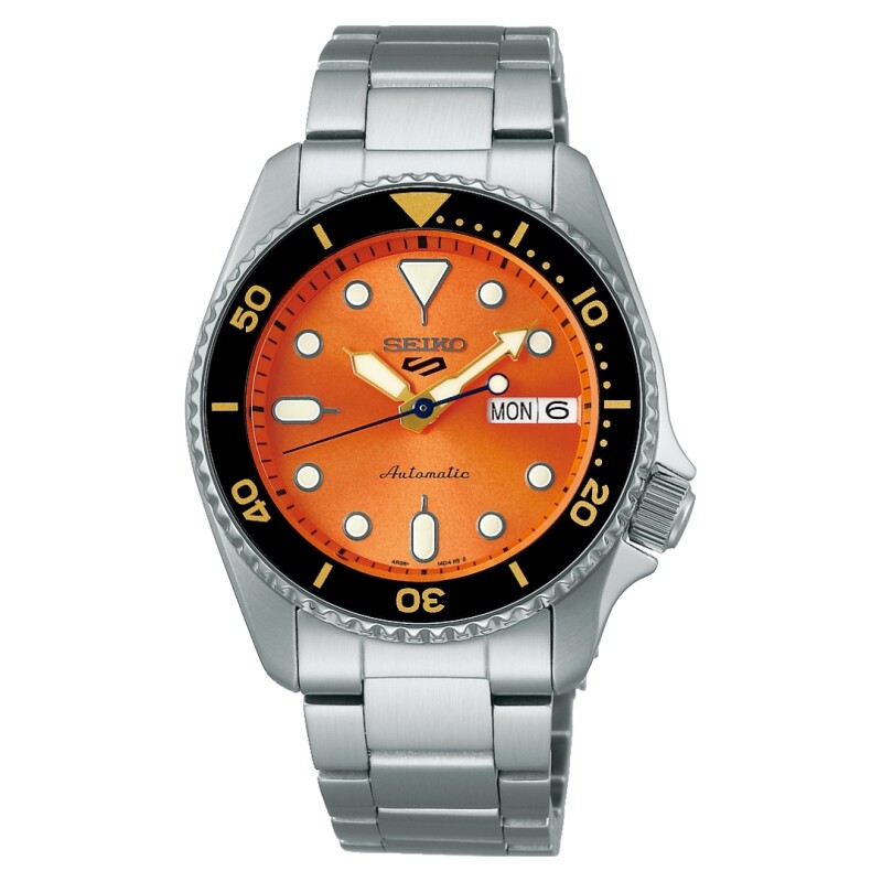 Reloj Seiko 5 Sports SRPK35K1 automático para hombre Naranja