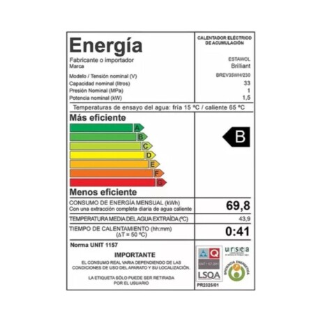 Termotanque Brilliant 35 Lts. Brev35wh Termotanque Brilliant 35 Lts. Brev35wh