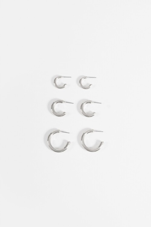 Set de 3 aros plateado