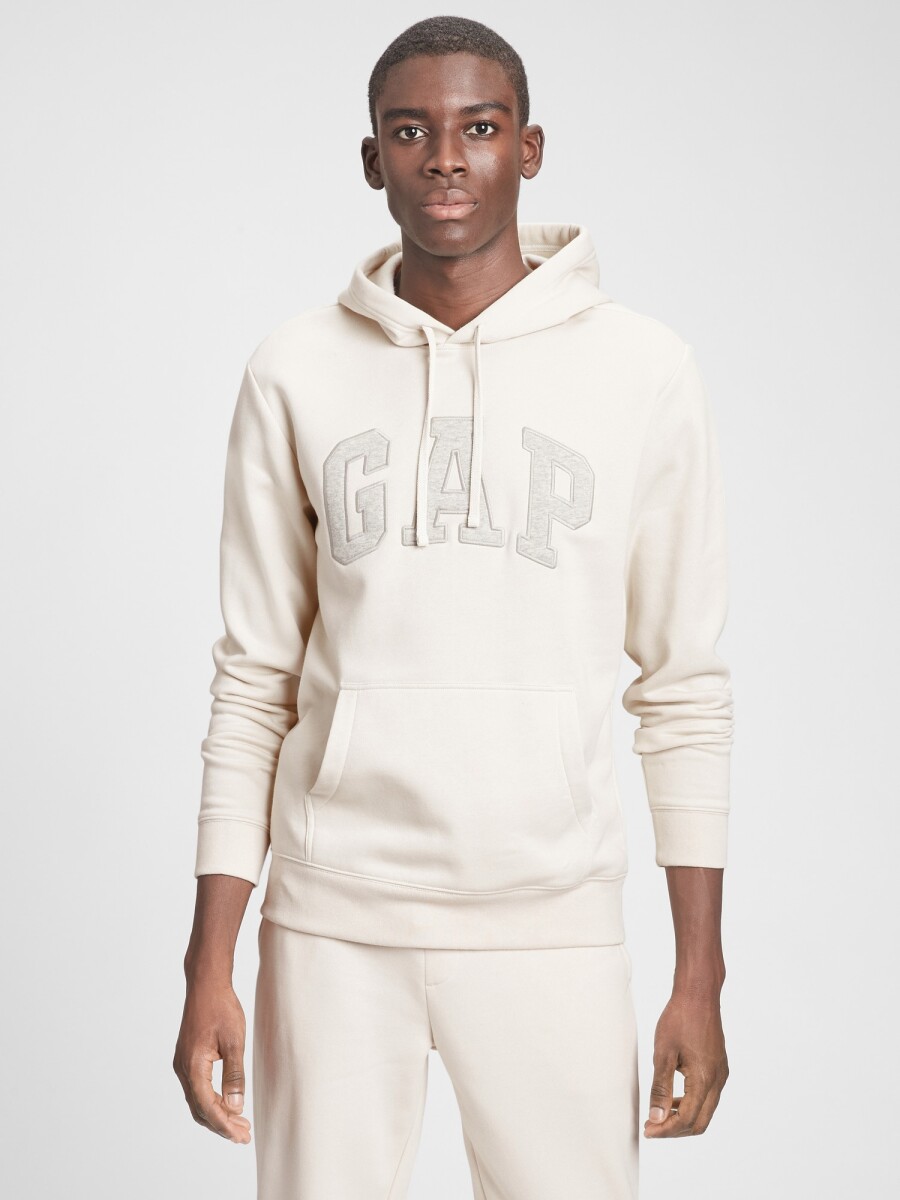 Canguro Logo Gap Con Felpa Hombre - Unbleached White 