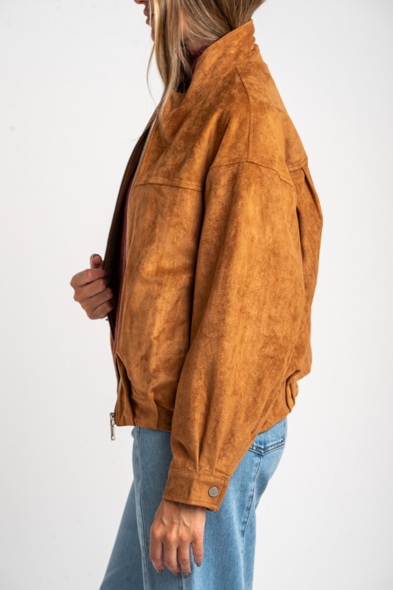 Bomber Gamuza Cuero Vegano Camel