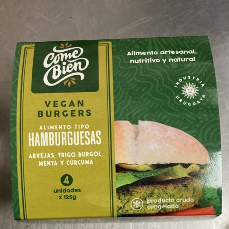 Hamburguesa x4 arveja trigo burgol menta y cúrcuma Hamburguesa x4 arveja trigo burgol menta y cúrcuma