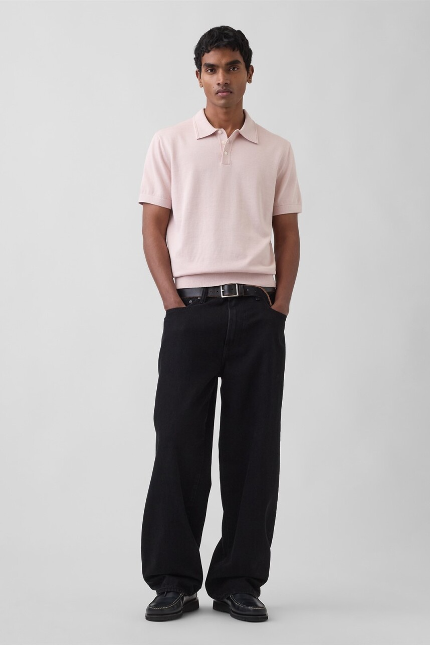 Buzo Tipo Polo Manga Corta Hombre Dull Rose