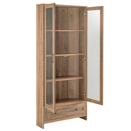 CRISTALERO 2 PUERTAS COPERO BOTELLERO ARMARIO ESTANTERÍA ESQUINERO COLOR MADERA