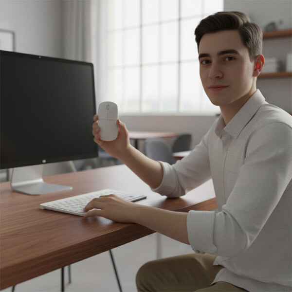 Teclado + Mouse Inalambricos Bluetooth Ultra Finos Elegantes Color Blanco
