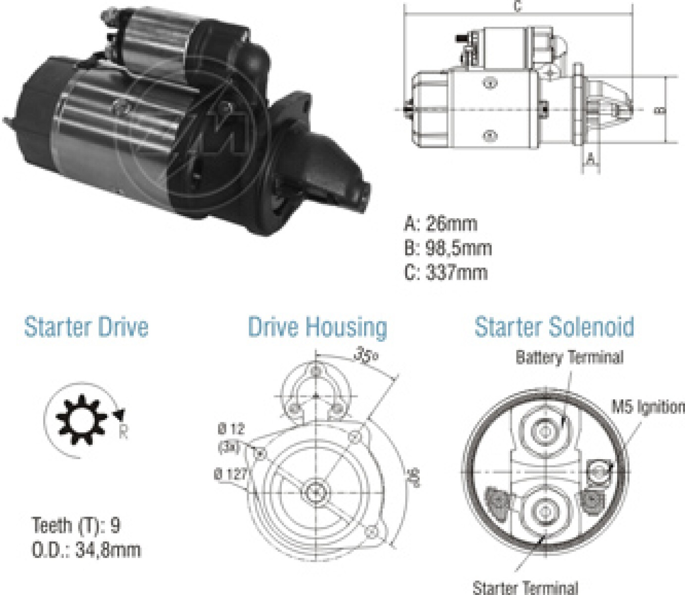 ARRANQUE - VALMET AGRALE BOSCH 12V 9D ZM 