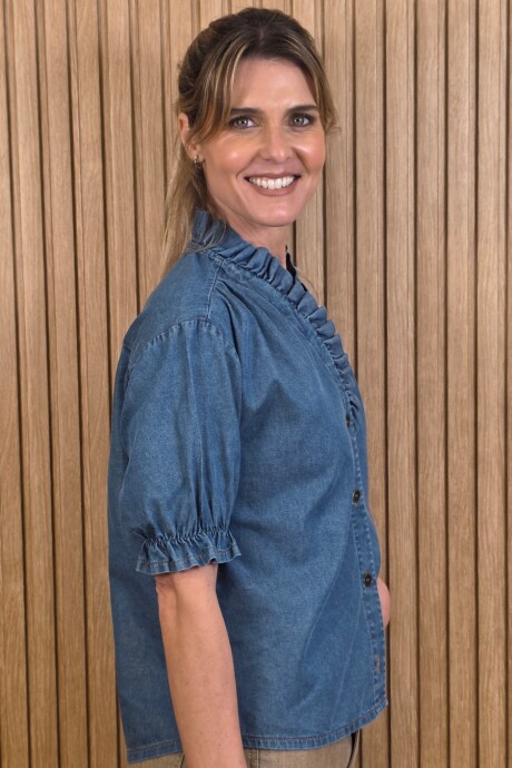 Camisa Flora Denim Azul