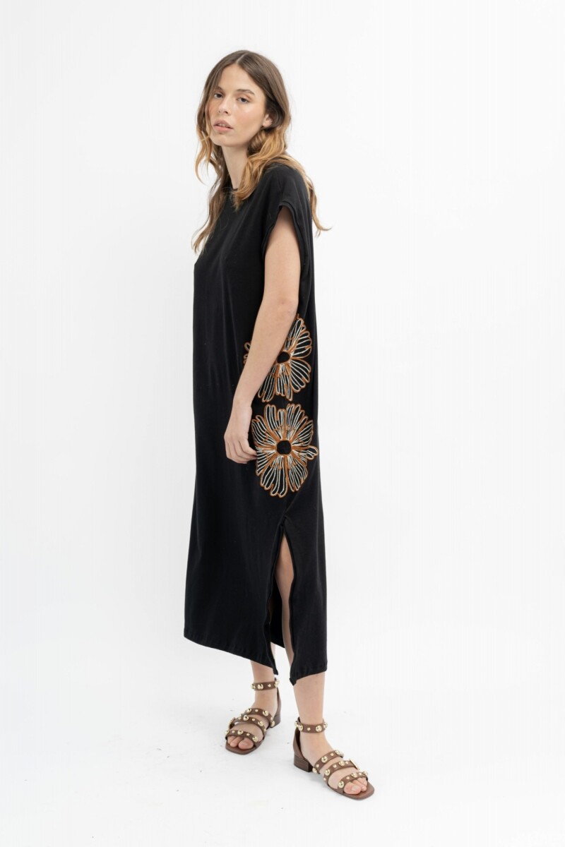 Floral Cotton Largo - Negro 