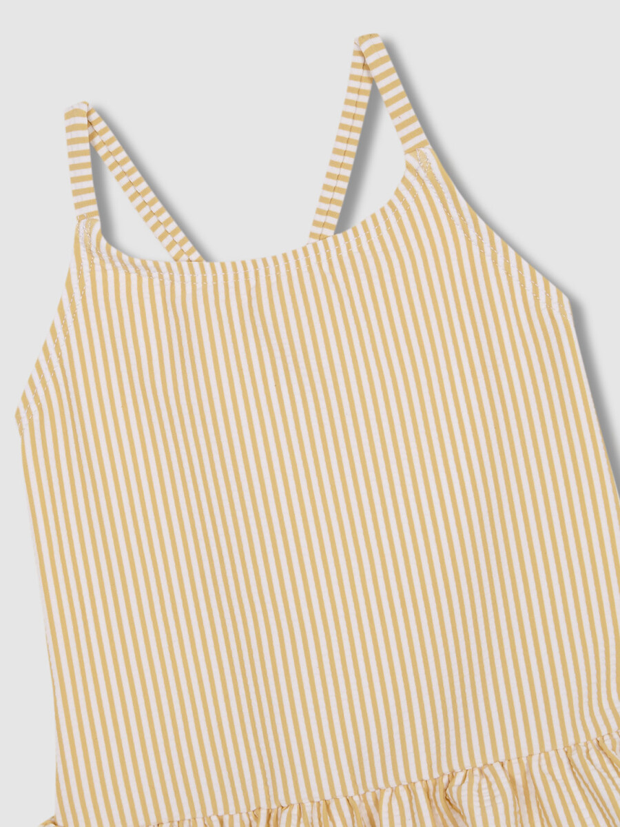 Traje De Baño Estampado Seersuker Amarillo Claro