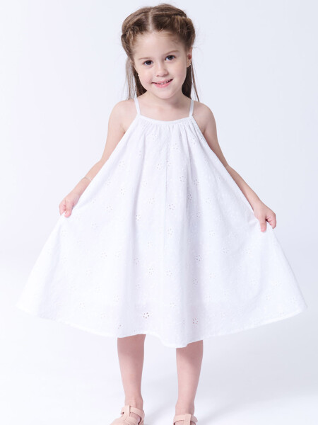 Vestido broderie tirantes Blanco
