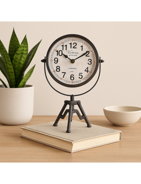 RELOJ DE MESA, ANIQUE CON BASE TRÍPODE 20X31X11.5 CM RELOJ DE MESA, ANIQUE CON BASE TRÍPODE 20X31X11.5 CM